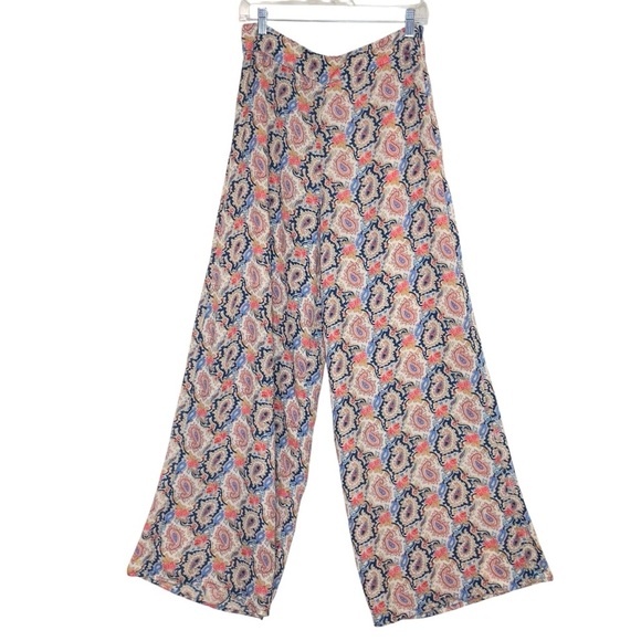 Bishop and Young Paisley Print wide leg boho pants size L - Picture 1 of 8